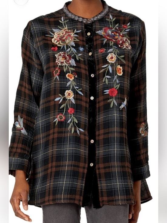 Johnny Was Tops - Johnny Was Krysha Velvet Placket Shirt
